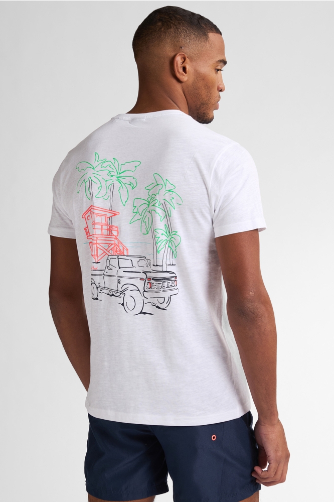 T SHIRT MET PRINT OP DE RUG M 1050 TSR647 0000 BRIGHT WHITE